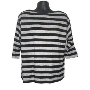Separate Issue Boatneck Striped Long Sleeve Shirt (Size: XL, Color: Black/Grey)